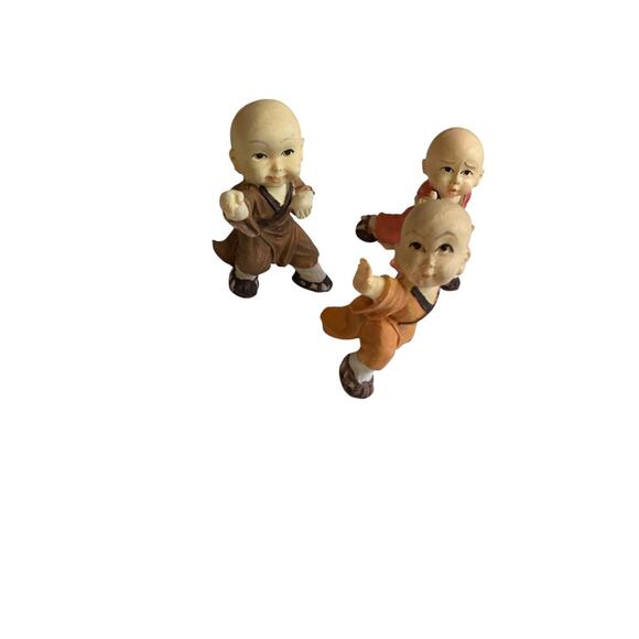 Vintage Set of 4 Baby Monk Resin Figurines Happiness 2.5" - Picture 3 of 9